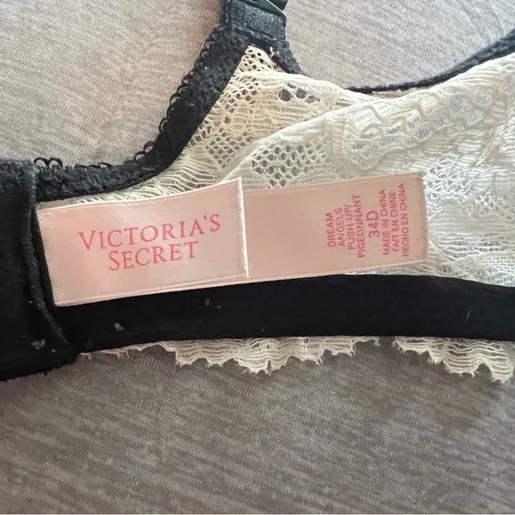 Victoria's Secret Striped Lace Bra - Cream, Pink, and Black - Picture 3 of 6